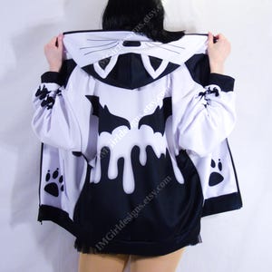 Sudadera con capucha y orejas de gato Kawaii: Drip Wings Cutecore con cremallera imagen 3