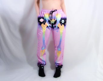 Rainbow Skeleton Sweatpants, Pastel Goth Harajuku Joggers