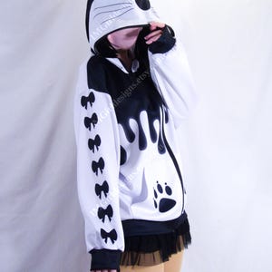 Sudadera con capucha y orejas de gato Kawaii: Drip Wings Cutecore con cremallera imagen 4