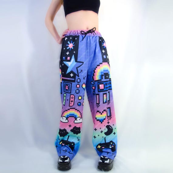 Pixel Art Pants, Retro Arcade Gamer Baggy Trousers - Etsy Israel
