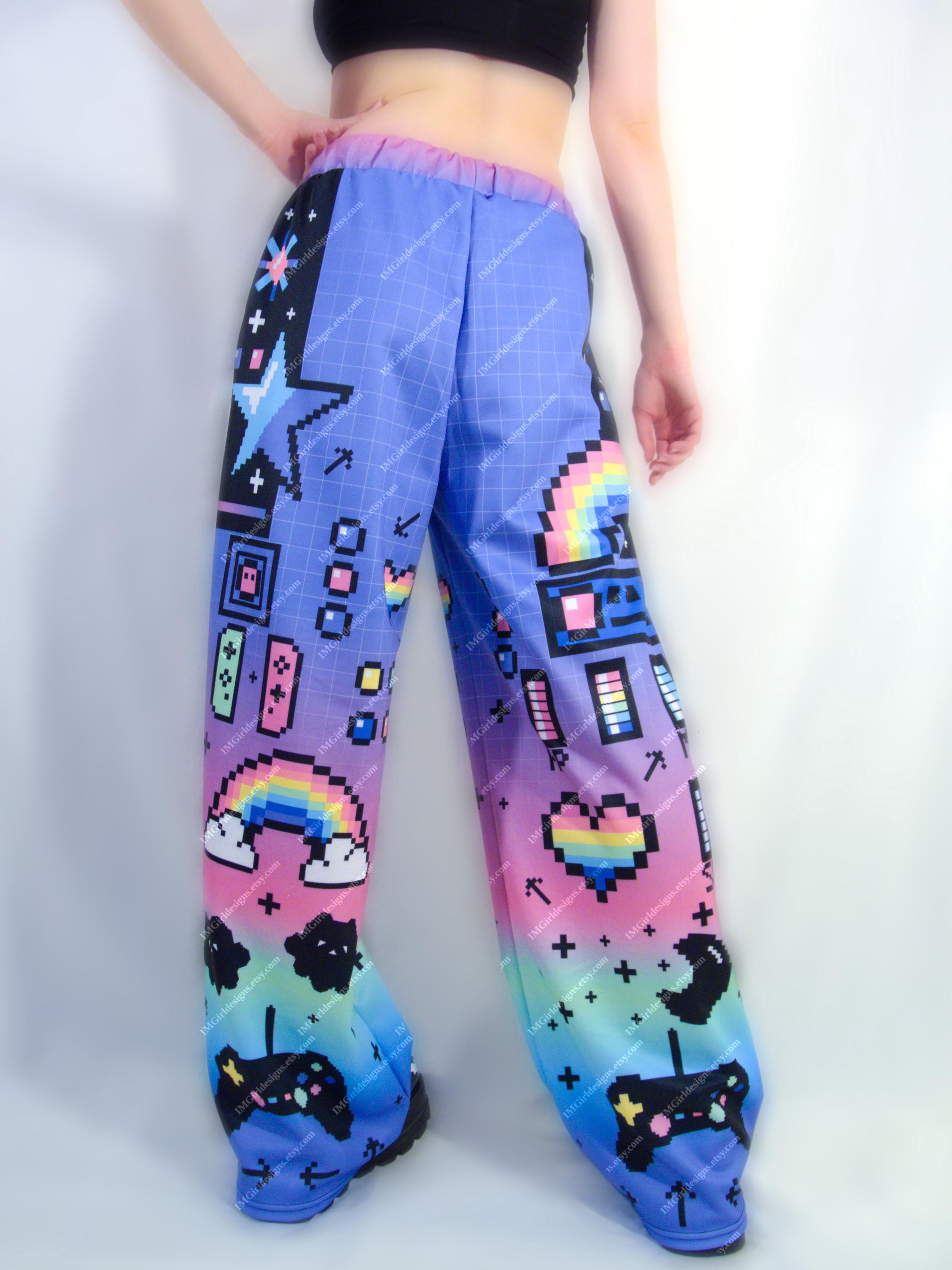 Pixel Art Pants, Retro Arcade Gamer Baggy Trousers - Etsy Israel
