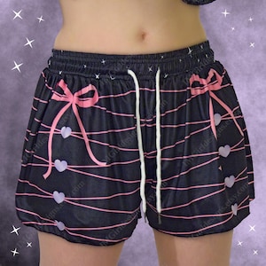 Kawaii Skort: Pink Purple Black White Ribbon, Bow Star & Paw Print - With Pockets