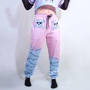 Pastel Goth Sweatpants: Drip Theme Joggers with Skulls