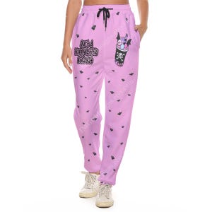 Sweatpants, Just A Happy Little Boba Bat, Pastel Goth Trousers, Casual Pants, Jogging Bottoms, Pockets, Cute Kawaii Style, Pink Bubble Tea