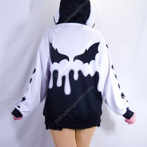 Sudadera con capucha y orejas de gato Kawaii: Drip Wings Cutecore con cremallera imagen 5