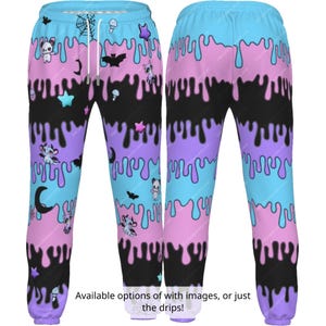 Men&#39;s Pastel Goth Drip Sweatpants: Kawaii Joggers with Pockets