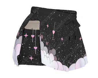 Pastelgotische skorts, alternatieve gothic shorts, Kawaii Celestial
