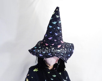 Rainbow Bat Witch Hat: Halloween Quilted Costume Headpiece
