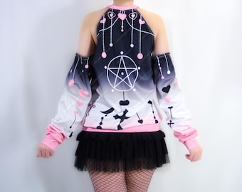 Pastel Goth Cold Shoulder Sweater, Alternative Sweatshirt