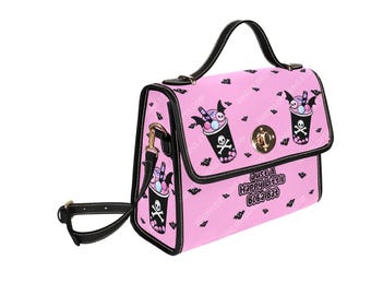 Boba Bat Canvas Handbag: Pastel Goth Crossbody Purse