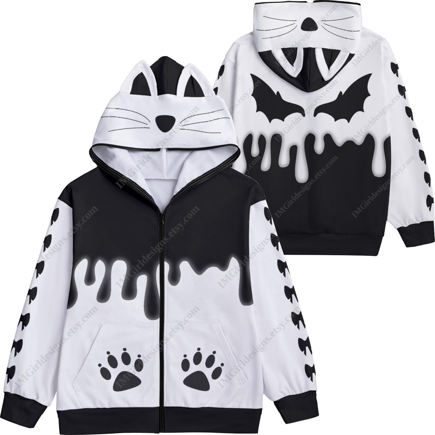 Kawaii Cat Ear Hoodie: Drip Wings Cutecore Zip-up - Etsy