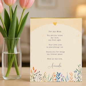 Muttertagsgedicht Karte - Bearbeitbare Canva Vorlage - A4 & 8x10 - Druckbares Geschenk für Mama - Sofort Download