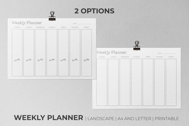 Weekly Planner Printable Portrait and Landscape Weekly - Etsy