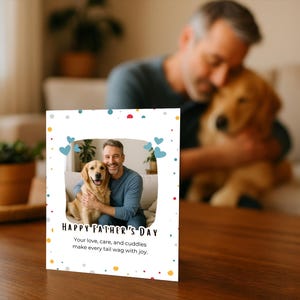 Tarjeta editable para el Día del Padre de Pet – Diseño de perro adorable – Plantilla de Canva – Imprimible en A4 y 8 x 10 pulgadas – Descarga instantánea – Regalo para papá de mascota