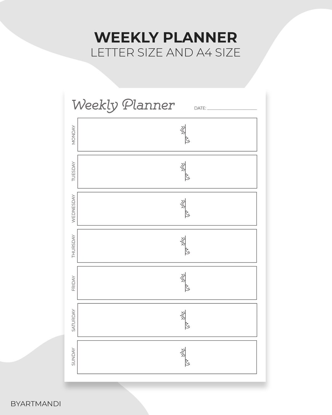 Weekly Planner Printable Portrait and Landscape Weekly - Etsy