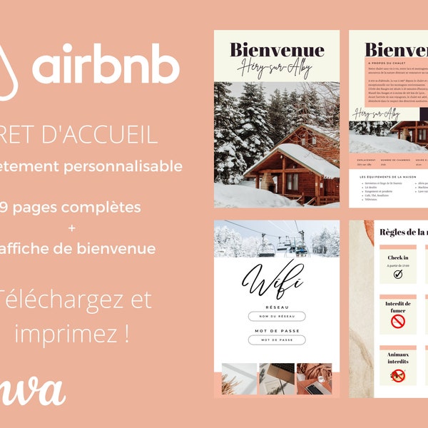 Livret d'accueil airbnb en français, Bienvenue airbnb français, livret d'accueil, location maison, manuel de location, Location maison