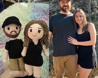 Muñeca de retrato de pareja, muñeca de pareja personalizada, regalo del día del padre, regalo de boda de crochet, regalo de aniversario para él o ella, muñeca parecida, muñeca Darlings