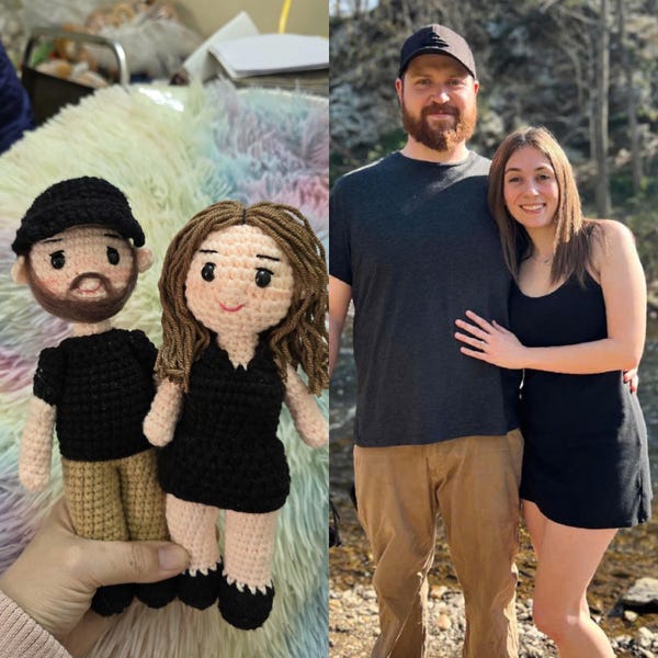 Couple Portrait Doll, Custom Couple Doll, Fathers Day Gift, Crochet Wedding Gift, Anniversary Gift Him Her, Look Alike Doll, Darlings Doll