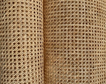 Width 27.5" (70cm) Premium Natural Woven Hexagon Rattan Webbing Cane, Light Color for furniture repair, DIY Projects