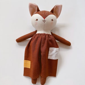 Fox Doll, Stuffed Animal Doll, Personalized Handmade Doll, Boy Girl Doll, Linen Doll, Babyshower Gifts, Newborn Gifts, Rag Doll With Clothes