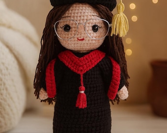 Graduation Doll, Handmade Crochet Graduation Doll, Custom Graduate Gift, Graduation Crochet Doll