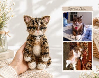 Custom Crochet Cat, Custom Pet From Photo Crochet Pet Memorial Custom Crochet Cartoon Custom Stuffed Dog Look Alike Doll Personalized Doll