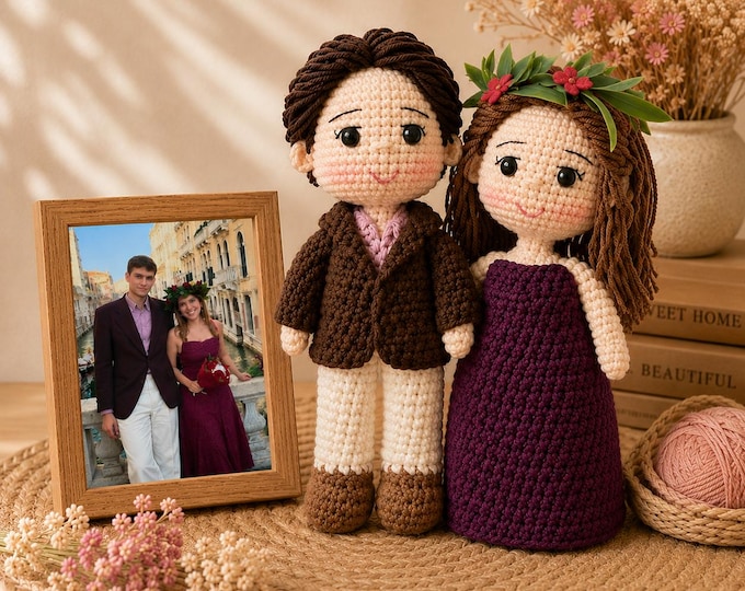 Couple Portrait Doll, Custom Couple Doll, Fathers Day Gift, Crochet Wedding Gift, Anniversary Gift Him Her, Look Alike Doll, Darlings Doll