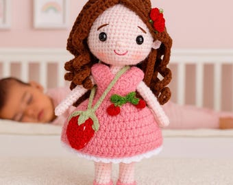 Crochet Girl Doll, Crochet Princes Doll, Amigurumi Girl Doll, Handmade Strawberry Girl Doll, Amigurumi Doll For Sale, Gift For Kids