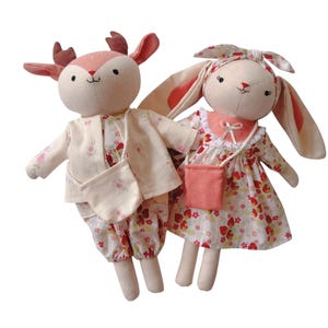 Christmas Doll Christmas Toys Linen Bunny Doll Handmade Doll Fabric Doll For Daughter Baby Gifts Clothes For Doll Doll With Strawberry Dress