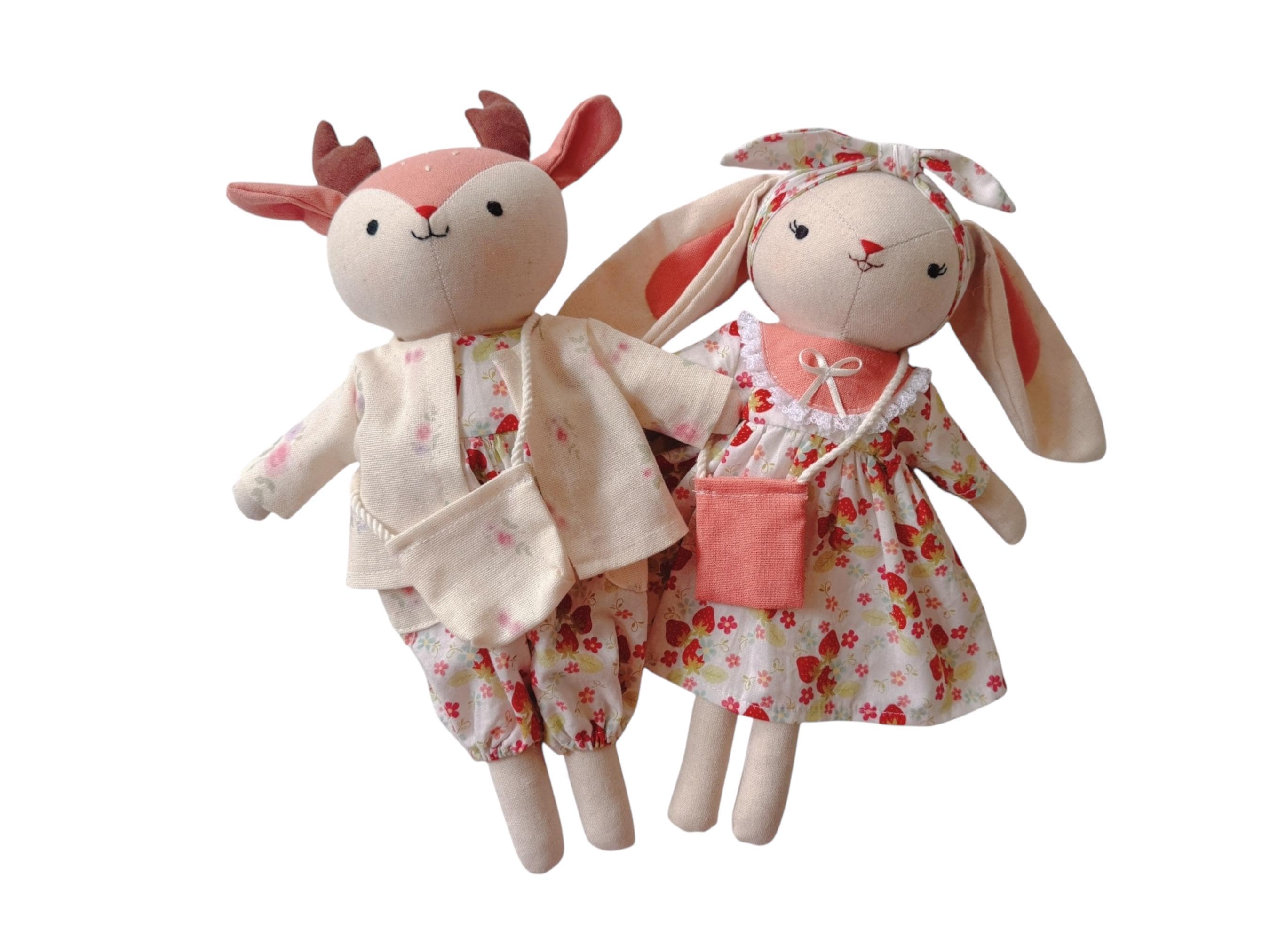 Christmas Doll Christmas Toys Linen Bunny Doll Handmade Doll Fabric Doll For Daughter Baby Gifts Clothes For Doll Doll With Strawberry Dress