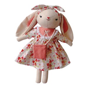 Bunny Doll With Strawberry Outfits, Easter Gifts, Easter Bunny For Kids, Linen Bunny Doll, Fabric Doll For Daughter, Cotton Doll, Baby Gifts