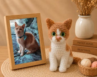 Custom Crochet Cat, Custom Pet From Photo Crochet Pet Memorial Custom Crochet Cartoon Custom Stuffed Dog Birthday Gift For Wife Daughter
