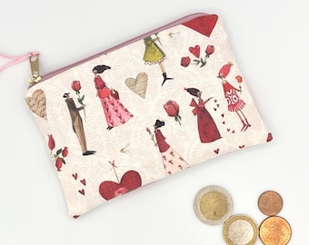 Mini Geldbörse handgefertigt mit Kartensteckfach Portemonnaie Unikat Lovers Liebende romatisch