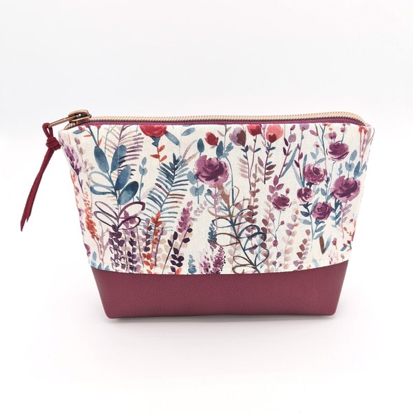 Kosmetiktasche & Kulturtasche Blumen Beauty Bag Petrol Beere