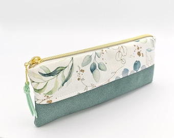 Pencil case, storage for pens, eucalyptus mint