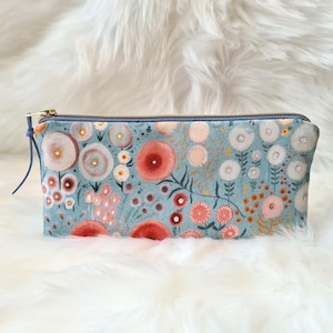 handgemachte Tasche Mäppchen Kosmetiktasche Federtasche Aufbewahrung individuell einsetzbar Blumen Baumwolle