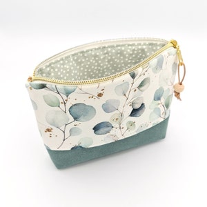 Kosmetiktasche  Beauty Bag Eukalyptus Baumwolle mint Kunstleder