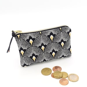 kleines Portemonnaie Geldbörse Jacquard schwarz gold