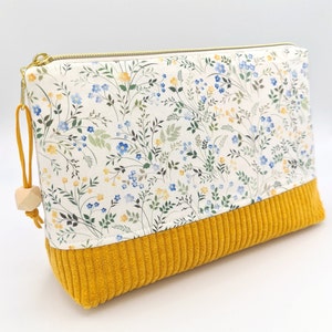 Kulturtasche mit Innenfach Cord Blümchen handmade Blüten Blumen