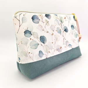 XL Kulturtasche mit Innenfach handgefertigt Unikat Eukalyptus mint Beauty Kosmetiktasche
