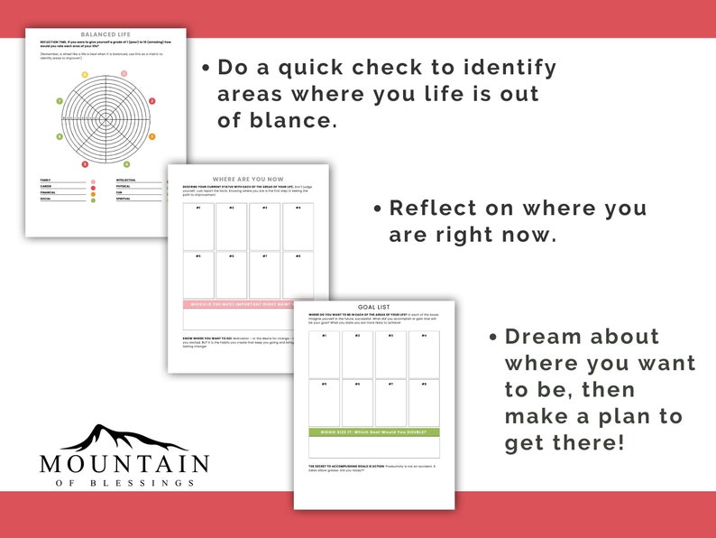 Daily Habit Tracker, Printable Goal Self Care Wheel of Life Pdf