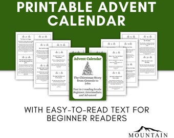Printable Christmas Bible Story Advent Calendar Scripture Cards (Digital Download)