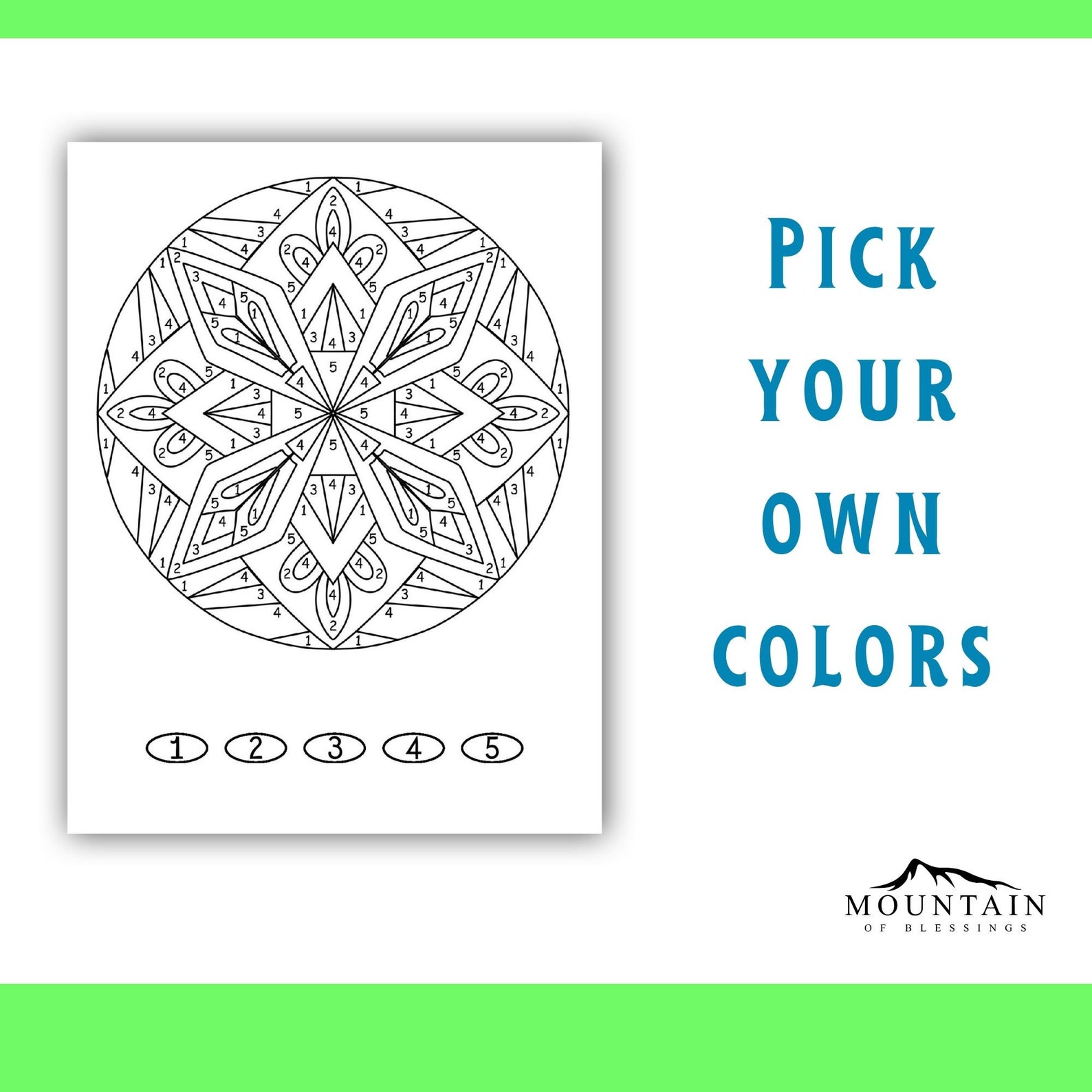 Mandala Color by Number, 30 Pages, for Adults, Teens &amp; Kids, Printable ...