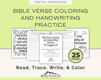 Bible Verse Handwriting & Coloring Practice for Kids (Digital Download)