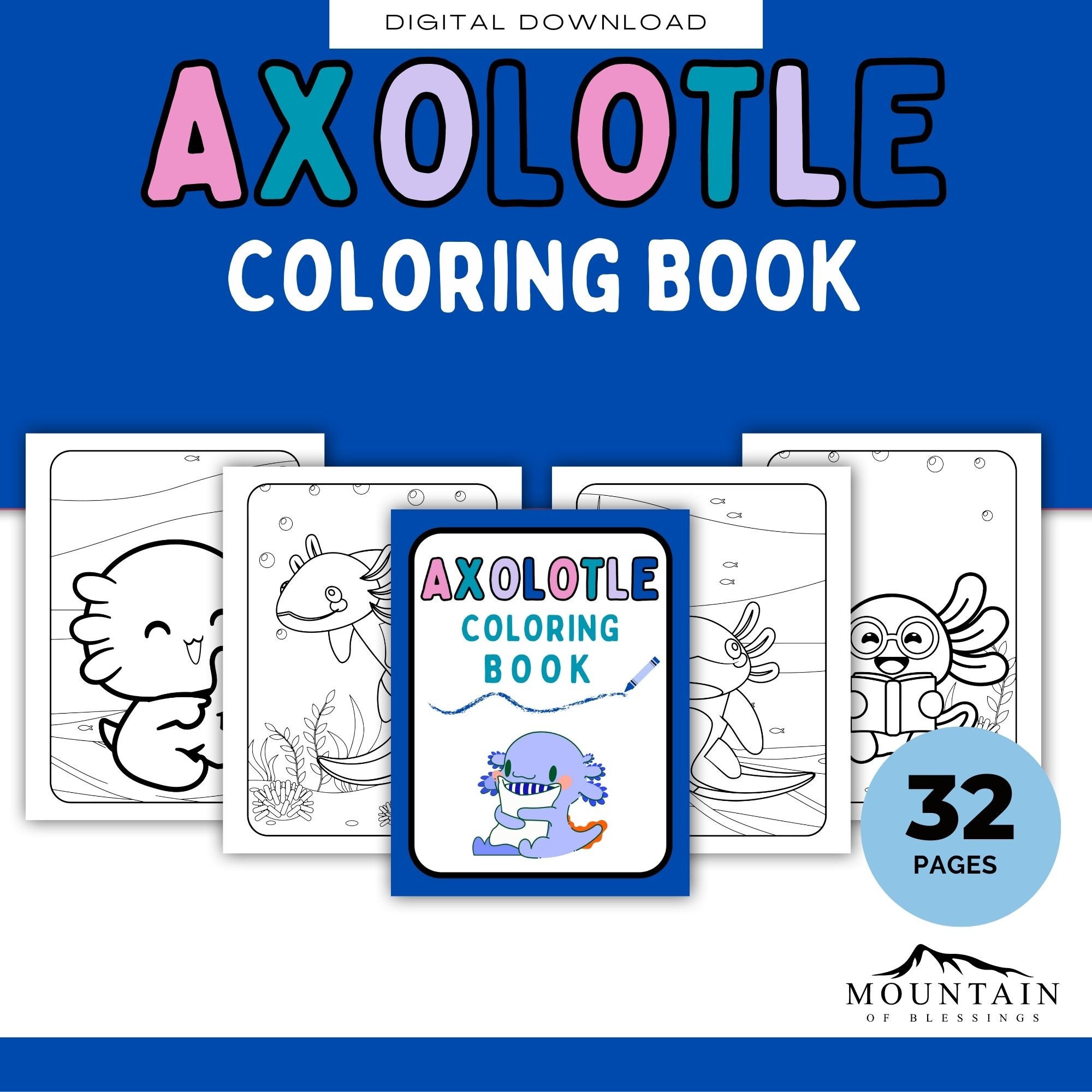 Axolotl Activity Book Bundle Coloring Book Dot Marker Pages - Etsy
