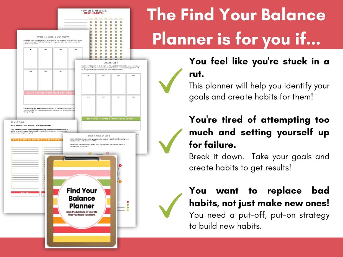 Daily Habit Tracker, Printable Goal Self Care Wheel of Life Pdf