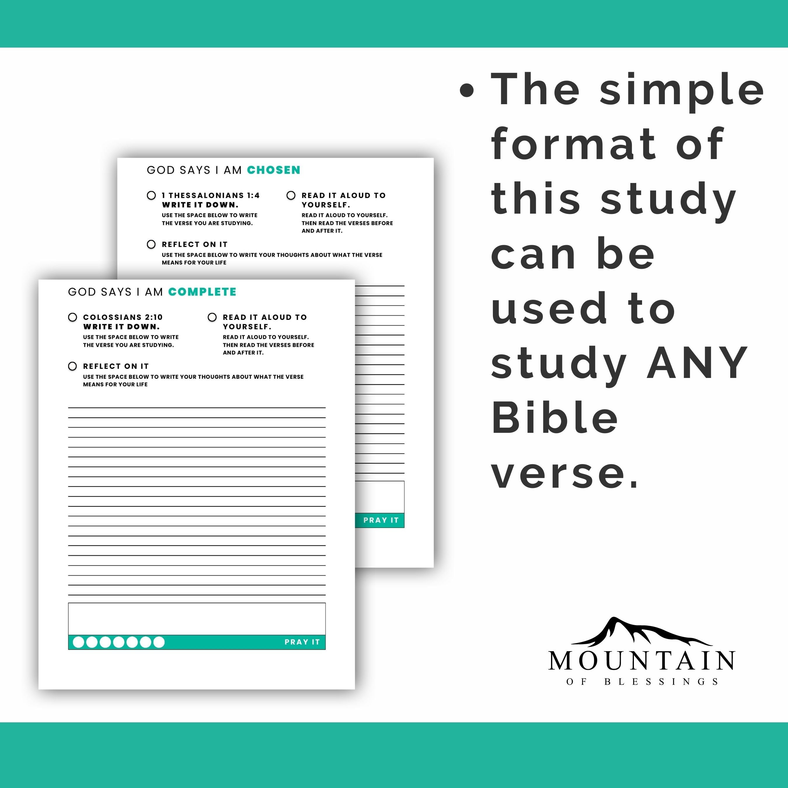 Digital Bible Study Printable, Who Does God Say I Am SOAP Scripture ...