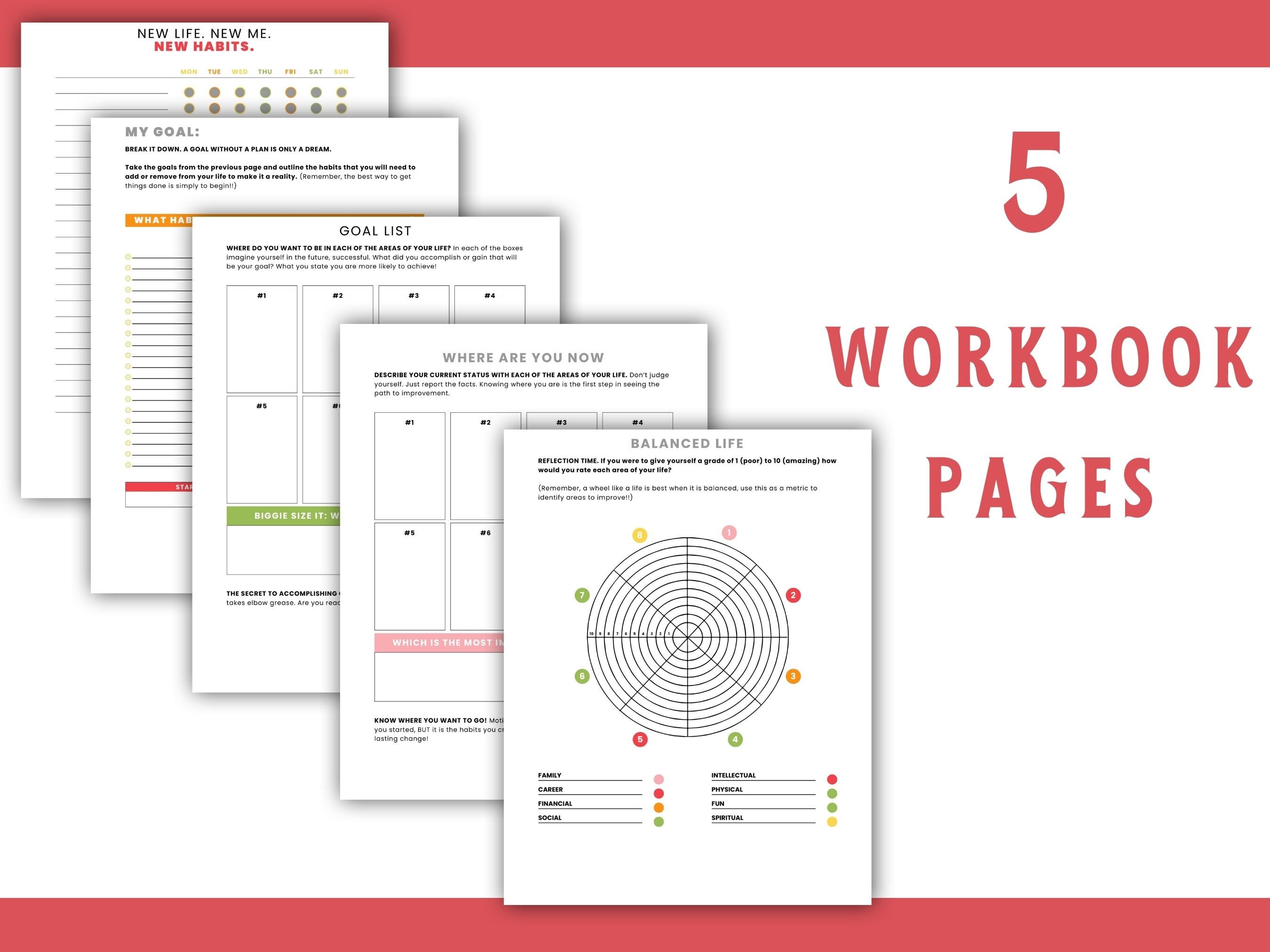 Daily Habit Tracker, Printable Goal Self Care Wheel of Life Pdf