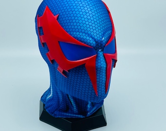 Maßgeschneiderte 2099 Spiderman Maske, Spiderman Maske, mit Faceshell & 3D Gurtband Spiderman Cosplay Kostüm, Wearable Movie Prop Replica
