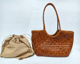 Brown Woven Bag Women's Handbag Christmas Gift